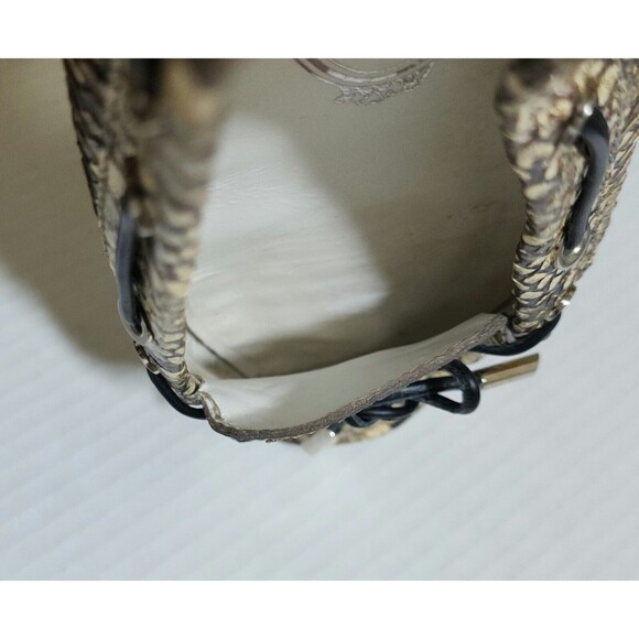 Tod's Womens Snakeskin Loafers Size 8.5 Brown Beige Bow Accent Driving Shoes - Picture 12 of 13